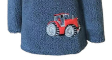 Load image into Gallery viewer, Dangly Red Tractor Zip Neck Pebble Fleece Embroidered Children Denim Assorted Sizes