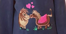 Load image into Gallery viewer, Pony Love Zip Neck Fleece Children Pullover Navy Embroidered Assorted Sizes