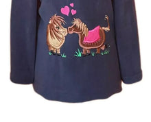 Load image into Gallery viewer, Pony Love Zip Neck Fleece Children Pullover Navy Embroidered Assorted Sizes