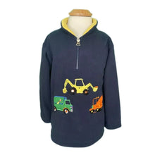 Load image into Gallery viewer, Truck Trio Zip Neck Fleece Navy Children Pullover Embroidered Assorted Sizes