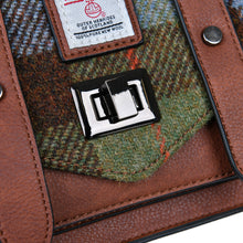 Load image into Gallery viewer, Mini Satchel Bag Harris Tweed Chestnut Blue Tartan Zipped Pockets Shoulder Strap
