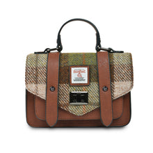 Load image into Gallery viewer, Mini Satchel Bag Harris Tweed Chestnut Tartan Zipped Pockets Shoulder Strap