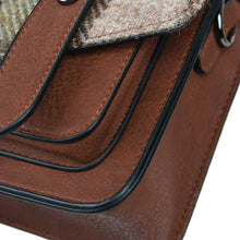 Load image into Gallery viewer, Mini Satchel Bag Harris Tweed Chestnut Tartan Zipped Pockets Shoulder Strap