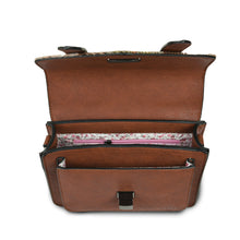 Load image into Gallery viewer, Mini Satchel Bag Harris Tweed Chestnut Tartan Zipped Pockets Shoulder Strap