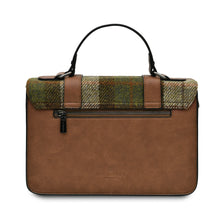 Load image into Gallery viewer, Harris Tweed Large Satchel Bag Chestnut Tartan Zipped Pockets Shoulder Strap