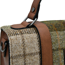 Load image into Gallery viewer, Harris Tweed Large Satchel Bag Chestnut Tartan Zipped Pockets Shoulder Strap