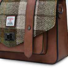 Load image into Gallery viewer, Harris Tweed Large Satchel Bag Chestnut Tartan Zipped Pockets Shoulder Strap