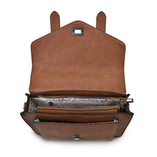Load image into Gallery viewer, Harris Tweed Large Satchel Bag Chestnut Tartan Zipped Pockets Shoulder Strap