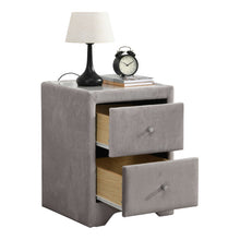 Load image into Gallery viewer, Cavan Bedside Cabinet 2-Drawer Silver Bedroom Storage Table