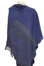 Load image into Gallery viewer, Ladies Celtic Ruana Shawl Mountain Blue Irish Handwoven 85% Lambswool 15% Nylon