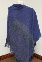 Load image into Gallery viewer, Ladies Celtic Ruana Shawl Mountain Blue Irish Handwoven 85% Lambswool 15% Nylon