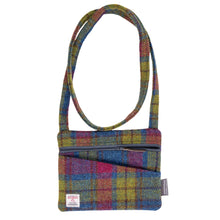 Load image into Gallery viewer, Gemma Cross Body Bag Harris Tweed Check Zipped Pockets Purple Multi Colors