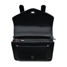 Load image into Gallery viewer, Large Satchel Bag Black Herringbone Harris Tweed Zipped Pockets