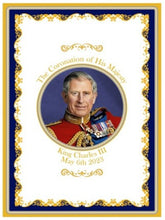 Load image into Gallery viewer, King Charles III Tea Towel Rectangular 100% Cotton His Majesty Coronation May 6th 2023