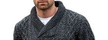 Load image into Gallery viewer, Men’s Sweater Shawl Collar Charcoal Bunratty 100% Merino Irish Wool