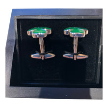 Load image into Gallery viewer, Mens Cufflinks 3 Leaf Irish Shamrock Green Enamel Metal Saint Patrick's Gift