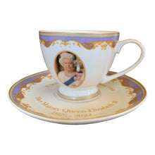 Load image into Gallery viewer, Her Majesty Queen Elizabeth II Commemorative Teacup and Saucer Fine Bone China UK Royalty Gift