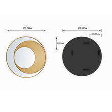 Load image into Gallery viewer, Round Mirror 60cm Wall Hanging Gold Edge Half Moon Hallway Bathroom Bedroom