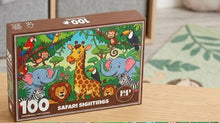 Load image into Gallery viewer, Safari Sightings Jigsaw Puzzle Art 100 Pieces Animals Birds Jungle Children