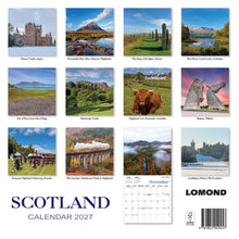 Load image into Gallery viewer, Scotland 2027 Calendar Wall Planner Organiser Edinburgh Castle Kelpies