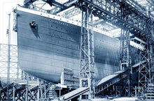 Load image into Gallery viewer, Titanic Gantry Tea Towel 70% Cotton 30% Linen Belfast Shipyard White Star Line