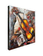 Load image into Gallery viewer, Melodic Elegance Violin and Roses 3D Wall Art Metal and Wood