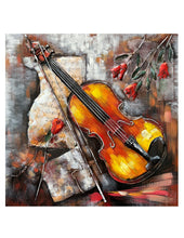 Load image into Gallery viewer, Melodic Elegance Violin and Roses 3D Wall Art Metal and Wood