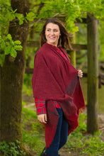 Load image into Gallery viewer, Ladies Celtic Ruana Shawl Red Irish Handwoven 85% Lambswool 15% Nylon