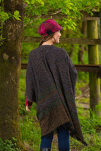 Load image into Gallery viewer, Ladies Celtic Ruana Shawl Turf Brown Irish Handwoven 85% Lambswool 15% Nylon