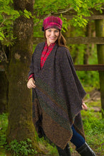 Load image into Gallery viewer, Ladies Celtic Ruana Shawl Turf Brown Irish Handwoven 85% Lambswool 15% Nylon