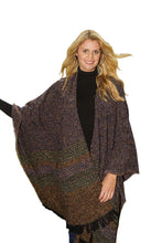 Load image into Gallery viewer, Ladies Celtic Ruana Shawl Turf Brown Irish Handwoven 85% Lambswool 15% Nylon
