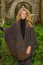 Load image into Gallery viewer, Ladies Celtic Ruana Shawl Turf Brown Irish Handwoven 85% Lambswool 15% Nylon