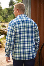 Load image into Gallery viewer, Men’s Fleece Lined Shirt Collar 100% Cotton Douglas Blue Tartan Long Sleeve Relaxed Fit