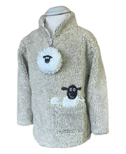 Load image into Gallery viewer, Dangly Sheep Zip Neck Pebble Fleece Stone Embroidered Children Assorted Sizes

