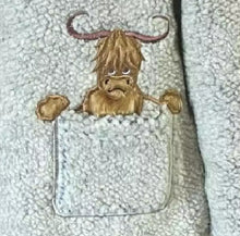 Load image into Gallery viewer, Dangly MacMoo Zip Neck Pebble Fleece Stone Embroidered Children Assorted Sizes
