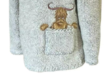 Load image into Gallery viewer, Dangly MacMoo Zip Neck Pebble Fleece Stone Embroidered Children Assorted Sizes
