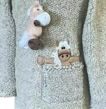 Load image into Gallery viewer, Dangly Horse Zip Neck Pebble Fleece Stone Embroidered Children Assorted Sizes
