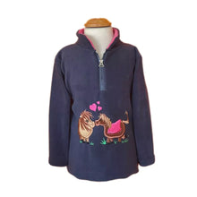 Load image into Gallery viewer, Pony Love Zip Neck Fleece Children Pullover Navy Embroidered Assorted Sizes

