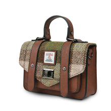 Load image into Gallery viewer, Mini Satchel Bag Harris Tweed Chestnut Tartan Zipped Pockets Shoulder Strap

