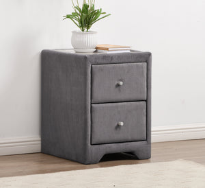 Cavan Bedside Cabinet 2-Drawer Grey Bedroom Storage Table
