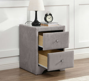 Cavan Bedside Cabinet 2-Drawer Silver Bedroom Storage Table