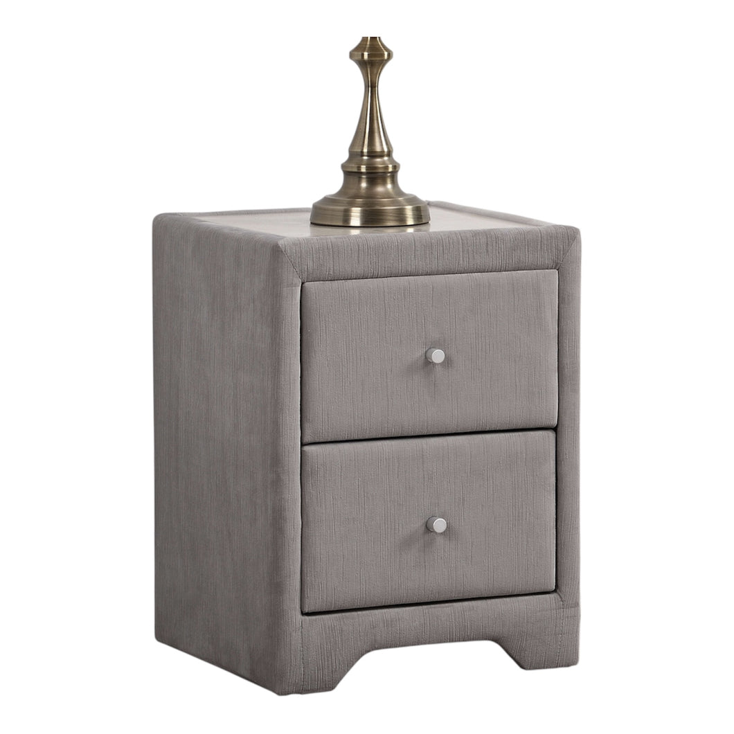 Cavan Bedside Cabinet 2-Drawer Silver Bedroom Storage Table