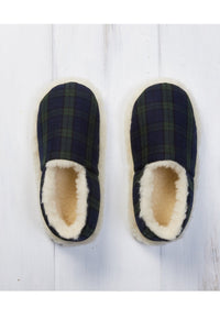 Men's Classic Slippers Flannel Green Tartan Blackwatch Lambswool Slip On Irish Gift