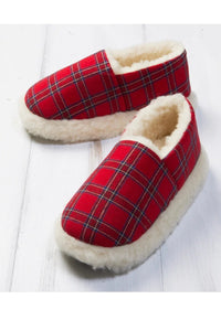 Men's Classic Slippers Flannel Red Tartan Royal Stewart Lambswool Slip On Irish Gift