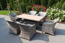 Load image into Gallery viewer, Cyprus Garden Dining Set Table and Six Chairs Rattan Polywood
