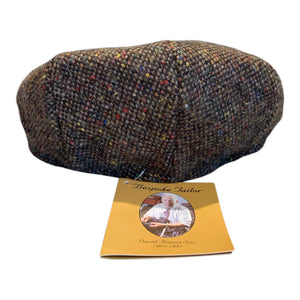Flat Cap Vintage Donegal Brown Tweed Hanna Handmade Ireland 100% Wool Irish Gift