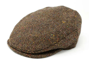 Flat Cap Vintage Donegal Brown Tweed Hanna Handmade Ireland 100% Wool Irish Gift