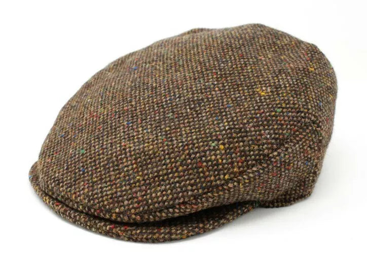 Flat Cap Vintage Donegal Brown Tweed Hanna Handmade Ireland 100% Wool Irish Gift