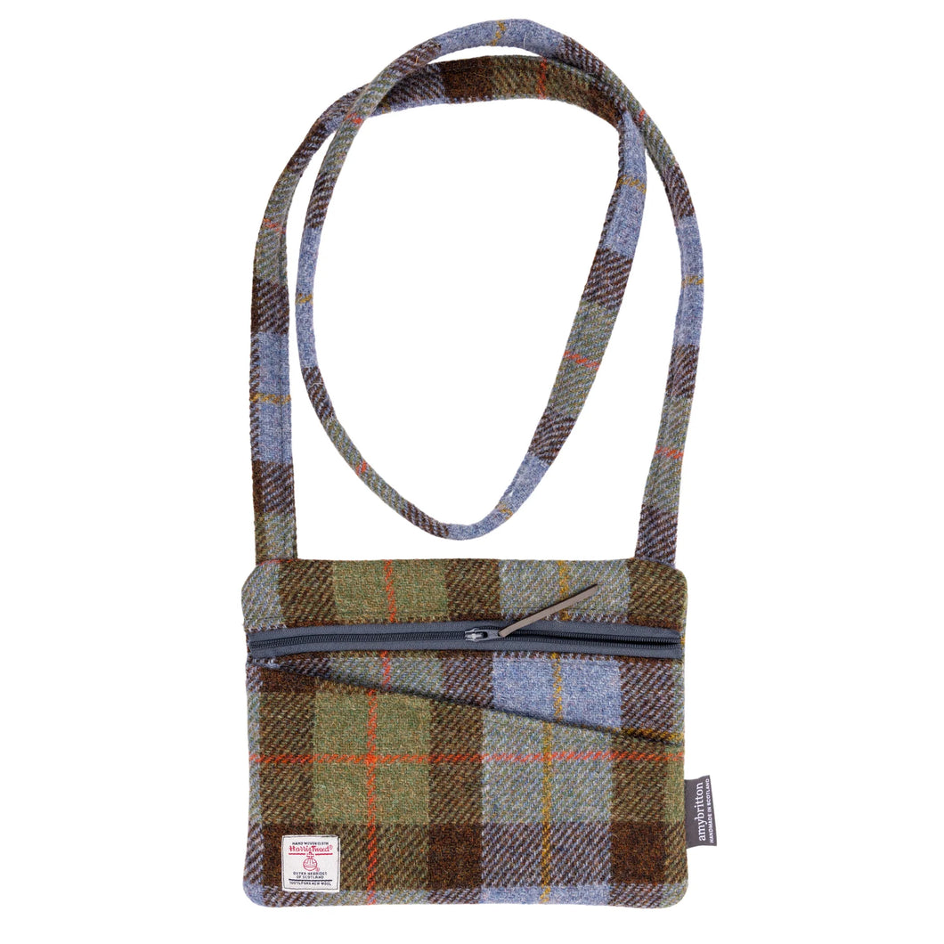 Gemma Cross Body Bag Harris Tweed Check Zipped Pockets McLeod Plaid
