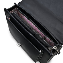 Load image into Gallery viewer, Large Satchel Bag Black Herringbone Harris Tweed Zipped Pockets
